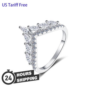 Groothandelsprijs Fijne Sieraden VVS1 <span class=keywords><strong>Moissanite</strong></span> van S925 Sterling Zilver Kroonringen Band voor Bruiloft Verloving - Product Image 1