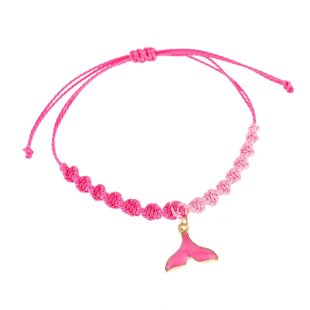 Cute Girl Pink Woven bracelet Cartoon love Butterfly lips zinc alloy charms girl Bracelet Girl jewelry gift