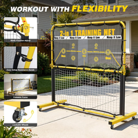 Filet d'entraînement de pickleball 2 en 1, rebondisseur portable avec cible et roues pour la pratique multisports (tennis, etc.)
