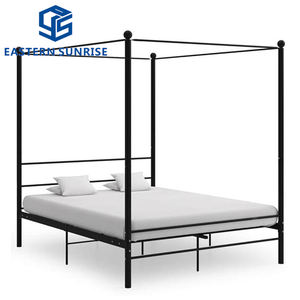 Cadre de lit en métal au design <span class=keywords><strong>simple</strong></span>, robuste, pour lits simples, doubles et queen, moderne, durable et économique, idéal pour les chambres locatives ou pour le personnel. - Product Image 2