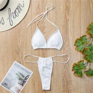 <span class=keywords><strong>Maillot</strong></span> de Bain Deux Pièces Sexy et Tendance pour <span class=keywords><strong>Femme</strong></span>, Couleur Unie, Bonnet Triangle, Idéal Spa, Hôtel, Resort ou Plage - Product Image 5
