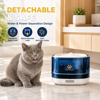 Fontaine à eau pour chat sans fil 2,5 L, ABS, capteur radar à induction magnétique, réservoir amovible, abreuvoir pour animaux de compagnie d'intérieur