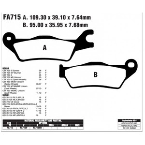 Plaquettes de frein avant FA715 pour moto 150cc HONDA CBF150SH CBF150 CBF 150 <span class=keywords><strong>SH</strong></span> 2007 2008 2009 - Product Image 4