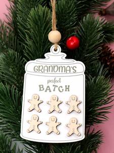 Personalized Grandma's Perfect Batch Wood Christmas Ornament - Custom <strong>Gingerbread</strong> Family Tree <strong>Decor</strong> - Hanging Xmas Gift - Product Image 4