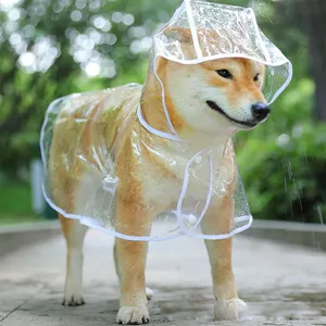 luxury Korean style full body waterproof reflective yellow pink green premium ufo hooded full cover large dog raincoat for dogs