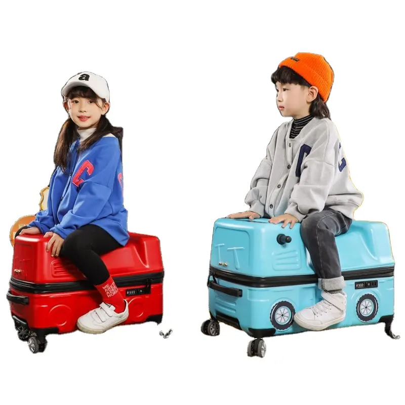 Çocuk bavul çocuk scooter bagaj için 20 inç sürme evrensel tekerlek seyahat kutusu ile basmış