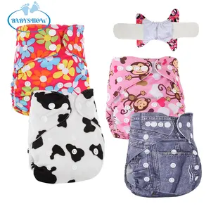 Babyshow AIO Diaper Printed PUL with Waterproof TPU Coating Reusable and Washable Cloth Babies Soft Breathable