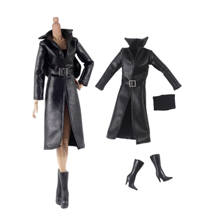 1/6 30cm poupée Super modèle costume ensemble manteau en <span class=keywords><strong>cuir</strong></span> et bottes - Product Image 1