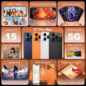 Llega Ahora, Envío Rápido, Teléfono 17 Pro Max de 6.9 Pulgadas, Nuevo, Desbloqueado, 5G, Doble SIM, 16GB+1TB, 108MP, 144Hz, CDMA, Francés - Product Image 2