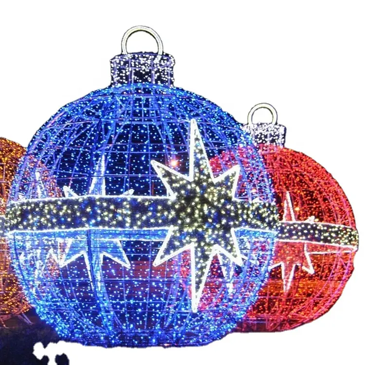 Shopping Mall Hanging Decoration 3D Christmas Small Led Motif Light Hang Plaza Giant Outdoor Big Water Ball