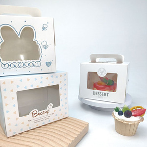 Caja portátil para hornear pasteles de cumpleaños, material grueso colorido con ventanas, 4 pulgadas, novedad - Product Image 2