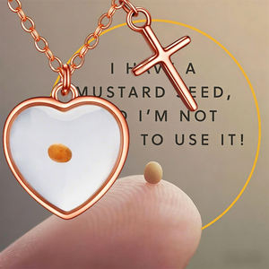 Collar de Acero Inoxidable Moderno, Minimalista, con Cruz en Forma de Corazón en Oro Rosa, Joyería con Semilla de Mostaza, Resistente al Deslustre - Product Image 4