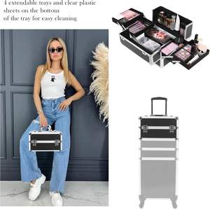 Maletín de Maquillaje Profesional 5 en 1 de Aluminio con Ruedas, Personalización <span class=keywords><strong>OEM</strong></span>/ODM, Resistente al Polvo, Capacidad de 15L - Product Image 6