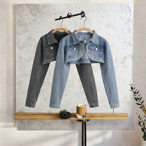 RLFS New Sexy Fashion Women's Cardigan Denim Jackets Long Sleeve Turn-down Collar Pocket Quick Dry Solid <b>Sweet</b> Wash Dark - Product Image 3