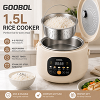 Mini-cuiseur à riz portable 1,5 L pour la maison, le bureau et les voyages, mini-cuiseur électrique multifonction, écran LCD, 4 modes de cuisson, maintien au chaud automatique, qualité alimentaire