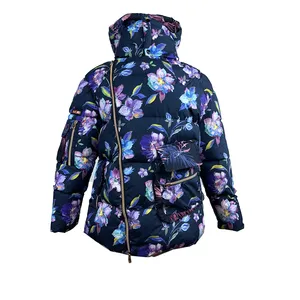 2023 Zipper Closure with Print Pattern Winter Women's Padded Puffer Jacket Breathable Hard down jacket for woman