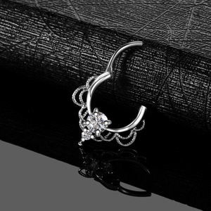 Bakır CZ dantel burun <span class=keywords><strong>Septum</strong></span> Hoop yüzükler kristal kulak sarmal Helix Piercing Daith Rook Nariz küpe Septums Piercing takı - Product Image 5
