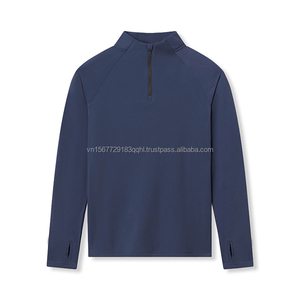 เสื้อกีฬาผู้ชายทรงปกติ พิมพ์ลาย ระบายอากาศ ป้องกันรังสียูวี แห้งเร็ว ซิปครึ่งตัว ยืดหยุ่นสูง กระชับรูป แขนยาว - Product Image 1