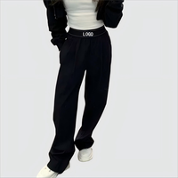 Pantalon large décontracté taille haute pour femme, séchage rapide, respirant, polyvalent, couleur unie, taille élastique