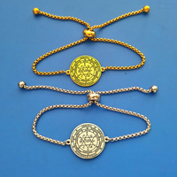 Grand Pentacle de Salomon, le Grand Grimoire avec la Grande Clavicule de Salomon, bracelet en acier inoxydable gravé au laser