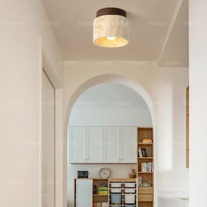 Lámpara de Techo Japonesa Wabi Sabi LED Retro de Travertino para Entrada, Pasillo, Balcón, Luz Pequeña de Superficie - Product Image 3