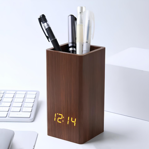 Bằng gỗ nhiệt độ kỹ thuật số chủ bút đồng hồ báo thức không tốn kém LED bảng đồng hồ - Product Image 1