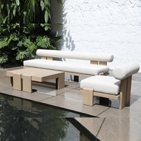 Ensemble de canapés en teck imperméable pour l'extérieur, OEM personnalisé, mobilier de patio pour hôtel-resort, design minimaliste
