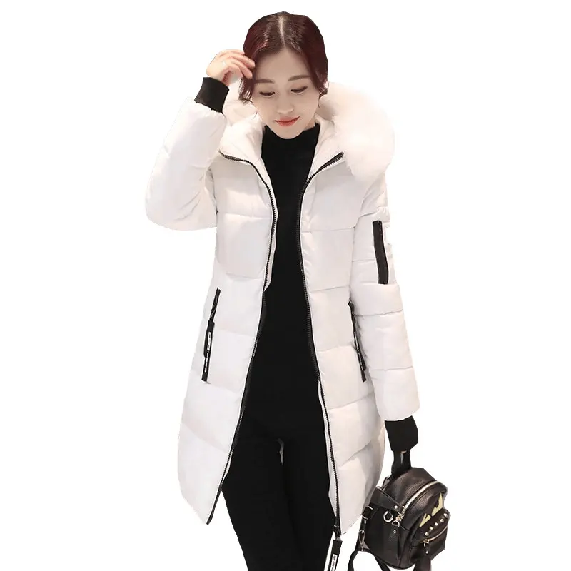 White Winter Fur Jacket Women Long Wool Coat Women's Parkas Bubble Womens Hood Gray Man Parka