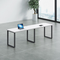 Meubles de bureau modernes, cadre en métal, bureau en stratifié double face, poste de travail informatique pour 4 personnes, bureau de bureau avec armoire
