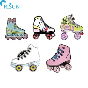 Manufacturer Customize Design Hard Soft Enamel Rollerskate Roller Skate Lapel Pins Badges Brooch Custom Roller Skate Enamel Pin