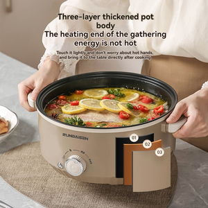 Casserole <span class=keywords><strong>électrique</strong></span> multifonctionnelle 3L 800W 220V avec cuve intérieure antiadhésive, cuiseur vapeur <span class=keywords><strong>électrique</strong></span> double couche pour la maison, logo personnalisé - Product Image 4