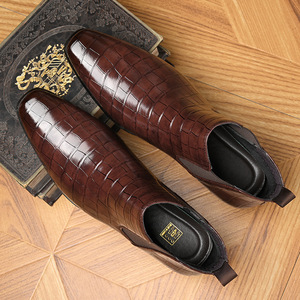 Botas Chelsea para Hombre, de Cuero Genuino, Punta Puntiaguda, Sin Cordones, Antideslizantes, para Todas las Temporadas, Uso Formal - Product Image 4
