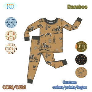 <span class=keywords><strong>Pyjama</strong></span> 2 pièces en bambou à manches longues pour enfants Ruidian, imprimé bottes et chapeau de cowboy, vêtements décontractés pour la maison et le sommeil - Product Image 6
