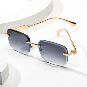 Gafas de Sol Rectangulares <span class=keywords><strong>BOOM</strong></span> 2021, Montura Metálica con Diseño de Cabeza de Leopardo, Sin Marco, para Hombre y Mujer, Gafas de Sol Cuadradas para Verano - Product Image 3