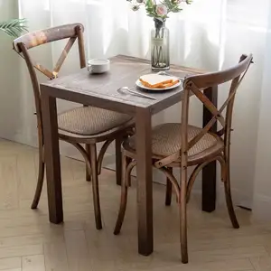 Fornitore della cina mobili per esterni commerciali legno Cross Back Dining ristorante impilamento banchetto in legno sedia Wedding Hotel