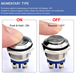 Công tắc nút nhấn bằng thép không gỉ/nhôm 16mm, đạt chuẩn IP65, dùng cho ô tô, thiết bị gia dụng, tàu thuyền, xe tải, bảng điều khiển. - Product Image 3