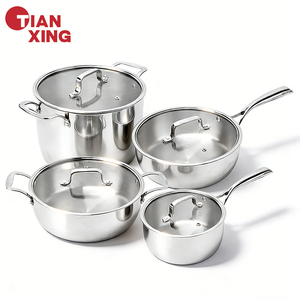 Casserole en acier inoxydable multi-couches poli miroir TIANXING Premium 20-24 cm compatible induction - Product Image 3