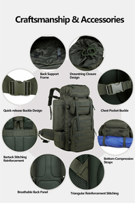 Mochila Deportiva para Senderismo al Aire Libre, Gran Capacidad, Impermeable, para Montañismo, Caza, Mochila Táctica Molle - Product Image 2