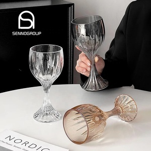 Europeu fantasia grossa alta vinho óculos cristal com nervuras vinho gravado vidro colorido taça para casamento - Product Image 1