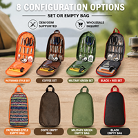 Sac de rangement portable pour ustensiles de cuisine d'extérieur, étanche en Oxford, ensemble de 7 couverts en acier inoxydable pour camping