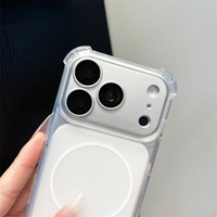 Coque Magnétique Antichoc Transparente Givrée pour iPhone 18 Pro Max 17 16 Plus 15 14 13 12 11 Pro avec Cache Objectif Amovible en TPU Souple