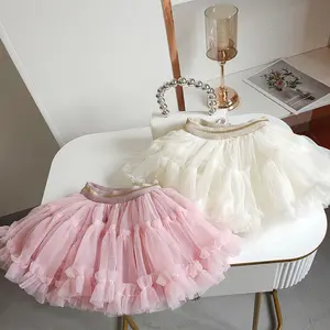 2023 Spring Autumn Beautiful Hot Sale Kids Wear Lace Princess Pongee Bubble Children Dress Girls Tutu Skirt