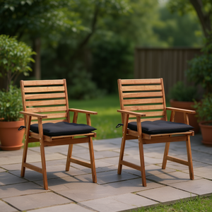 Solid Acacia Wood Patio Chairs With <b>Cushions</b> Premium Quality Outdoor Garden Furniture Set - Product Image 2