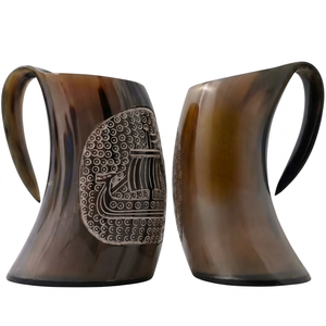 Eco Friendly Rustic Horn Tankard Handcrafted Viking Mug for Ale Mead Beer Cold Brew Traditional <b>Drinkware</b> Wholesale Bulk Gift - Product Image 1
