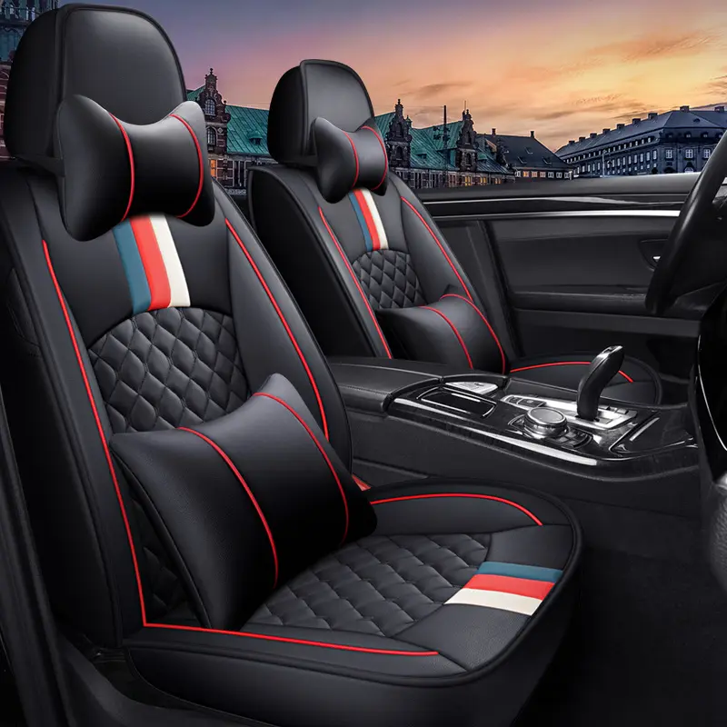 مصنع الفاخرة دائم الأسود جلدية 5D/9D غطاء مقعد السيارة العالمي/أزياء سيارة مقعد تغطية ل سيفيك