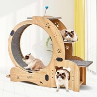 Structure d'escalade pour chat 5-en-1 de luxe moderne, avec tapis roulant d'exercice, aire de jeux pour animaux, échelle pour chat, griffoir et support pour gamelles