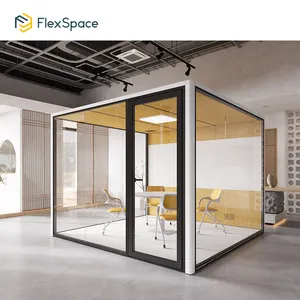 Flexspace pod ruangan kantor, aluminium baru 2024 dapat digerakkan kantor panggilan Stan pod pertemuan modern senyap ruang kantor