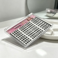 Extensions de cils 3D sans colle, 14 mm, effet grand œil, grappes de cils vaporeux, effilés et volumineux, faux cils en plateau pour maquillage DIY et fournitures de beauté