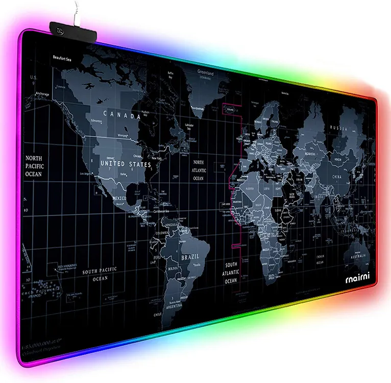 Grand xxx2022 étendu ergonomique carte du monde sublimation jeu led RGB tapis de souris