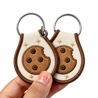 Porte-clés personnalisé en acier inoxydable avec étiquette tissée et broderie de panda, directement de l'usine, pour cadeau promotionnel d'entreprise